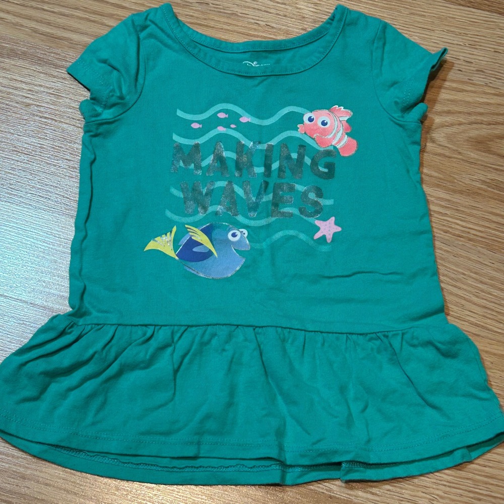Disney Jumping Beans Finding Nemo Dory Making Waves Ruffle Tee Teal 24 Months